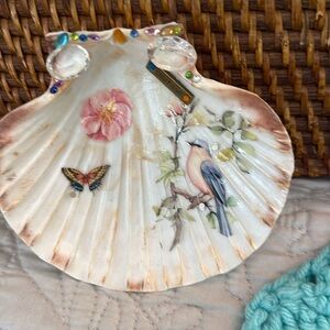Clam Shell Trinket Dish Decoupage Jewelry Dish